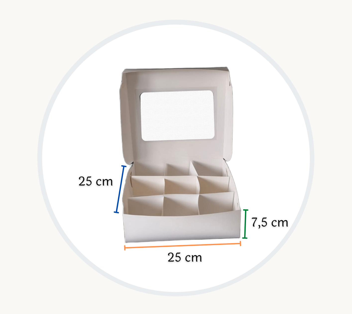 Box 8 con Ventana (12 u) (25 x 25 x 7.5 cm) - Cajas y empaques en Quito Ecuador